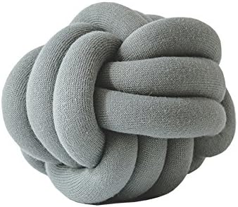 Cozzy Trendy Handmade Ball Knot Throw Pillow for Bed Couch Chair Knit Acrylic Decorative Floor Cushion Nursery Baby Toy Pillows Home Decor 10"-11" Dark Grey