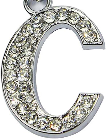 A-Z New Bling Alphabet Letter Metal Keyring Sparkly Diamante 26 Letter Keychain-C