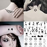 5 Sheets Fashion Body Art Stickers Removable Waterproof Temporary Tattoo - Patten Type: Wings, Letters, Cats, Totem, Cardiogram Hot - FZPSZH01001