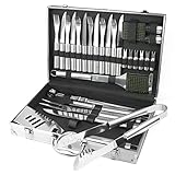 BBQ Accessories – 31 Pcs Barbecue Grill Tool Set With Utensils In Carry Case, Perfect Birthday Gift Idea For Dad Men Father Boyfriend Husband. Kit For Camping With Brush Spatula