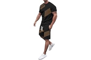 Bluecatlala Outfits Set for Men Short Sleeve Crew Neck Shirts and Shorts Set Men’s Short Set Outfit 2 Piece Summer Tracksuits