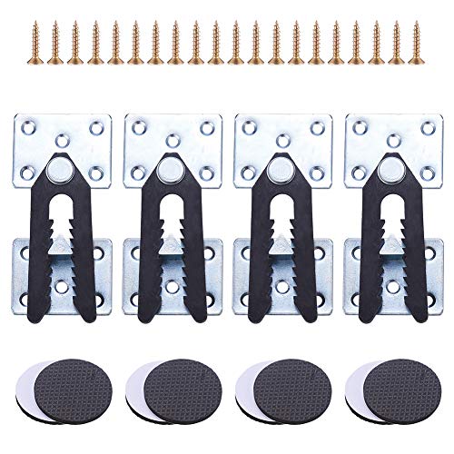 INCREWAY 4 Pieces Sofa Couch Sectional Furniture Connector Joint Snap Alligator Clip with Screws and 8Pcs Furniture Pads