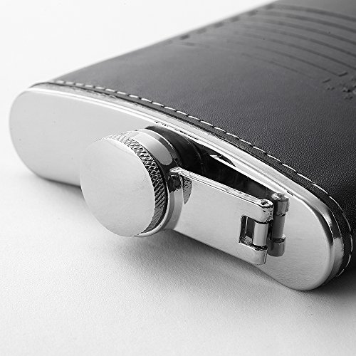 6 Pcs 8-Oz. Black American Flag Flask - Soft Touch Cover and Durable Construction Stainless Steel Leak Proof Classic American Flag Design,Funnel Included