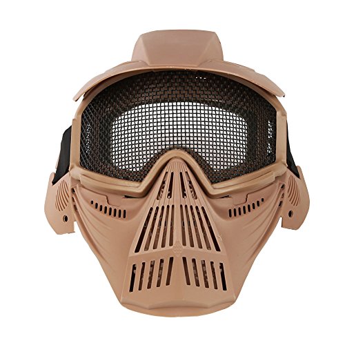 Paintball Masks,YASHALY Adjustable CS Military Tactical Gear Full Face Airsoft Mask with Mesh Eye Protection for Shooting Hunting Cycling Motorcycle (Tan)
