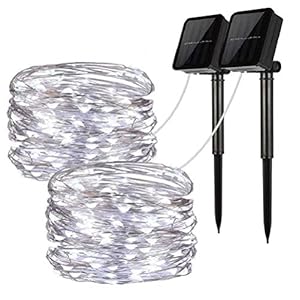 LiyuanQ Solar String Lights, 2 Pack 100 LED Solar Fairy Lights 33 feet 8 Modes Copper Wire Lights Waterproof Outdoor…