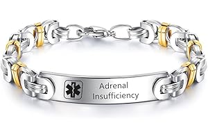 ZKXXJ Medical ID Bracelet for Men & Women - Stainless Steel Byzantine Chain Bracelet, Emergency Identification, Health Alert Jewelry with Medical Card, Customizable