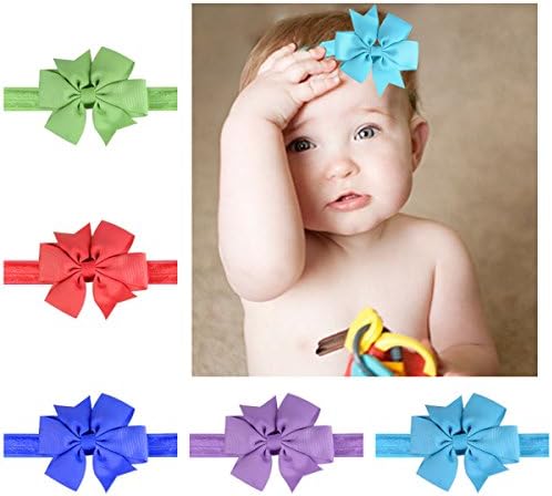 WallyDeals 20 Piece 3-Inch Hair Bow Headband Grosgrain Ribbon Barrette