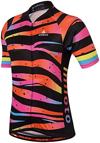 Vgowater Women's Cycling Jersey Short Sleeve Full-Zip Cycling Shirt Quick Dry Biking Top