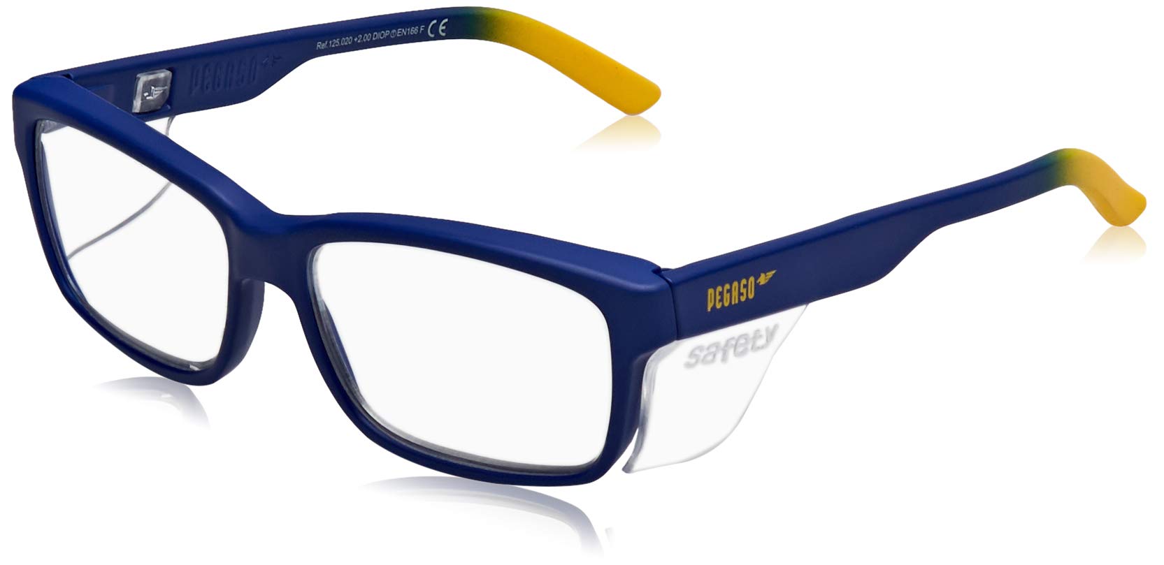 Pegaso 125.69.020 - Anti-impact glasses with pre-graduated lenses, Multicolor (Black / Yellow), +2.0, L