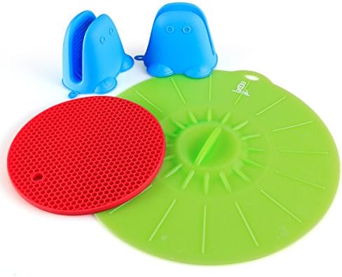 [ IP POT BUNDLE ]Pressure Cooker Accessories 5/6/8 Quart -Silicone Sealing Lid + Two Pack Mini Mitts + Pot Holder For Inner Pot,Steamer Basket,Bowls,Pan (red,green,blue)