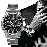 Big Promotion! Auwer Watch, Mens Fashion Crystal Stainless Steel Analog Quartz Wristwatch Simple Clock (Black)