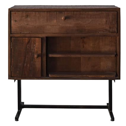 Glamfurnish Light Brown Color Mango Wood Bar Cabinate