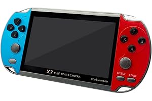 DREAMHAX X7 Plus Handheld Game Console , Preload 10000 Games Portable Video Games Support HDMI Output & Double Player Classic Arcade Retro Game Player (4.3" Screen Red Blue)