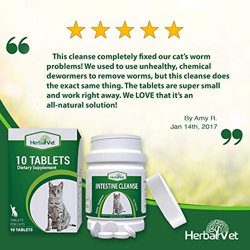HerbalVet 10 Tablets Cat Intestinal Cleanse Cat Dewormer Alternative