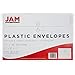 JAM PAPER Plastic Envelopes with Button & String Tie Closure - Large Booklet - 12 x 18 - Clear - 12/Pack