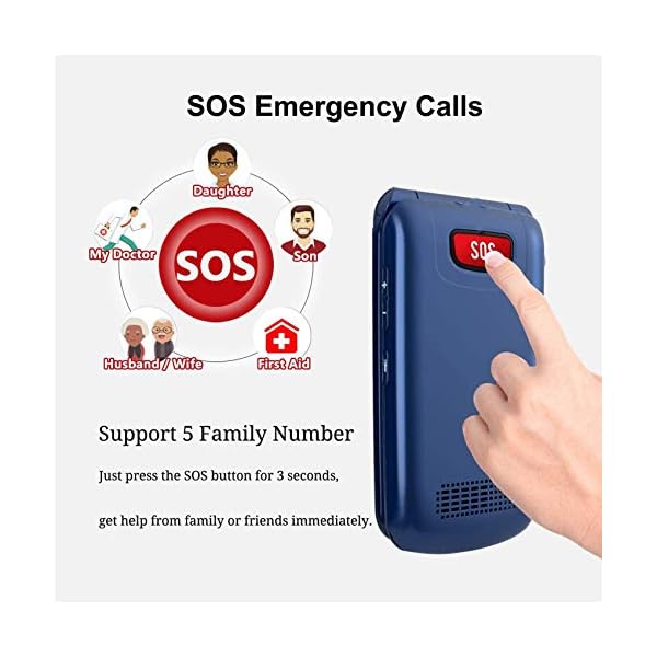 Uleway-Flip-Phone-Sim-Free-Unlocked-GSM-Big-Button-Mobile-Phone-Pay-As-You-Go-Basic-Cell-Phones-with-Dual-Display-Easy-to-Use-for-Seniors-and-Kids-2GBlue uleway Big Button Mobile Phone for Elderly, Sim Free Unlocked Senior Flip Phone, Easy to Use Basic Phones with 2.4" +1.8" IPS Screen, SOS Button, Charging Dock, 1000mAh Battery (Blue)