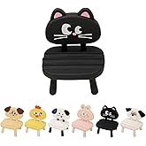 Super Cute Funny Face Animal Chair Cell Phone Stand, Adjustable Mobile Phone Support Holder Cellphone Mount for Desk, Compatible with Phone 17 16 15 14 13, Smartphone, Pad, Tablet -Black Cat