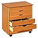 Solid Pine Wood Modern Style 6 Drawer Home Storage Roll Cart