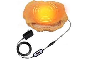 Pasuihcay Reptile Heat Rock with Feeding Trough Heat Rock for Bearded Dragon Temperature Adjustment Heat Rocks US Plug