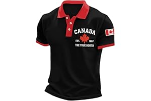 Mens Canada Polo Shirt Vintage Canadian Maple Leaf Flag Graphic Golf Shirts Summer Casual Patriotic 1st July T Shirt Tops