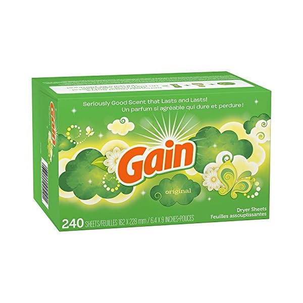 Gain Dryer Sheets Laundry Fabric Softener, Original Scent, 240 Count