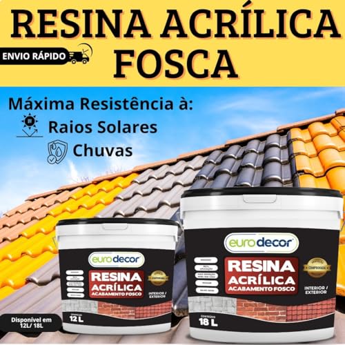 Resina Acrílica Fosca 18L Base Água Incolor Euro Decor Premium