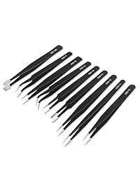 ESD Pinzas Herramientas Set, 9-Piece non-magnetic antiestático ESD Acero Inoxidable Pinzas de precisión para electrónica, Lab, jewelry-making, trabajo de laboratorio, Pasatiempos