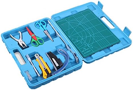 Dgtek Paper Cutting Tool Set of 10 (Cutting Mat, Utility knife, Craft Sculpture Engraving Knife, blades, Scissors, rulers, Stapler, Hole puncher)