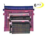 Zipper Bags, 6 PCS 3 Sizes, Mesh Zipper Pouch Clear Zipper Pouch Small Organizer bag Zipper Folder Bag Cosmetic Bags Travel Storage Bags, 3 Sizes, 6 Bags/ Package, Colour Random.