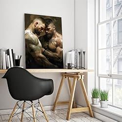 HMLZSJ Nude Muscle Male Torso Portrait Art Gay