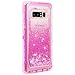 Dexnor for Galaxy Note 8 Case, Glitter 3D Bling Sparkle Flowing Quicksand Liquid Bumper Clear 3 in 1 Shockproof TPU Silicone + PC Heavy Duty Protective Defender Cover for Samsung Galaxy Note 8 - Pink