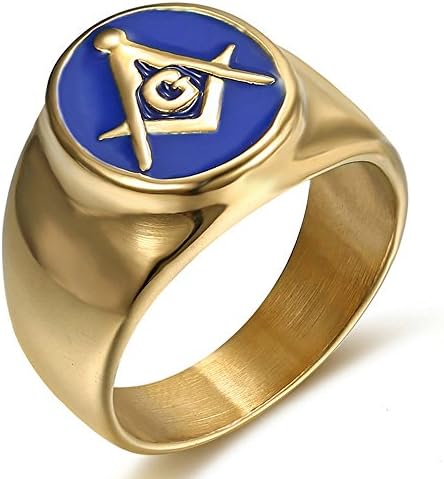 Mens Womens Jewelry 316L Stainless Steel Freemason Masonic Gold Rings