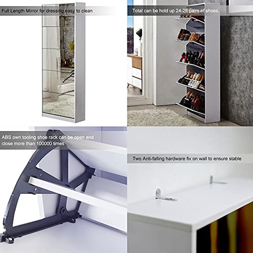 GLS Floor Standing Full Length Mirror Shoe Tier Closet Shoe