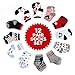 Disney Baby Boys Mickey & Minnie Mouse Assorted Color Pair Socks Set, Red, Black, White Collection, 0-6 Months