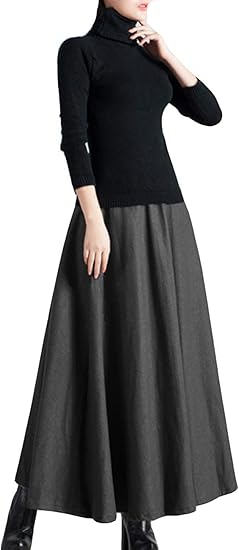 Amazon 女性のスカート春シックな夏の女の子ファッションビーチスカート夏のスカートレディースレトロハイウエストaラインスカートプレートスカート秋冬スカートロング スカート 通販