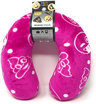 Emoji Faces Round Velvet Memory Foam U Shaped Travel Pillow Neck Support Head Rest Cushion Plush Soft Toy Toddlers Teens Emojies Expressions Faces Purple