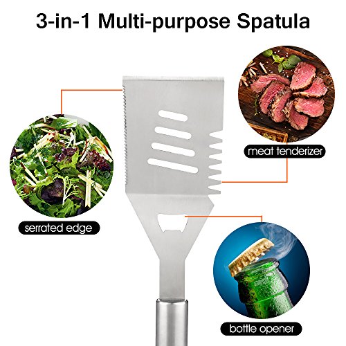 Z ZANMAX BBQ Tools Set, Stainless Steel Barbecue Accessories BBQ Tongs, Spatula, Fork, Skewers, Corn Holders,Brush, 18 Pcs 17'' Kitchen Utensil Grilling Tool Set (Aluminum Case) - Thumbnail 2