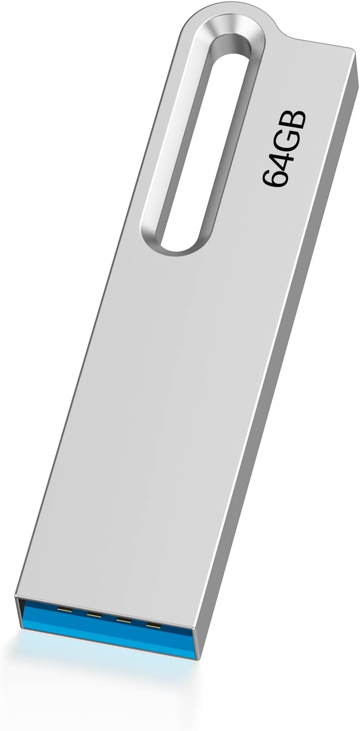 KOOTION 64GB USB 3.0 Flash Drive Waterproof Metal Thumb Drive Silver