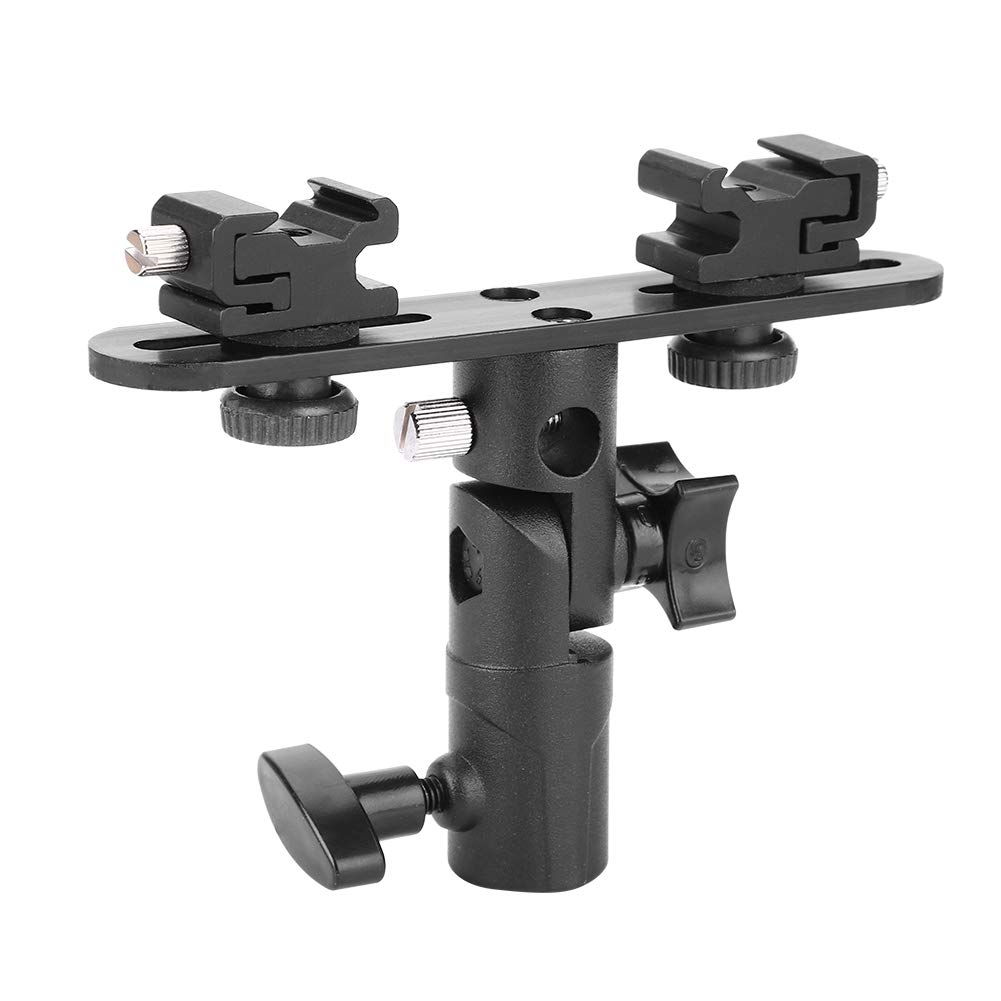 Dual Flash Bracket Hot Shoe Speedlight Stand Umbrella Holder Light Stand Bracket Mount for Camera Video Camcorder