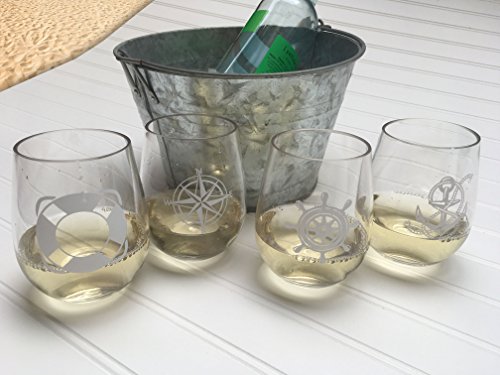 SET-OF-4-Stemless-Boat-Wine-Glasses-Nautical-Themed-Tritan-16oz-Pool-Wine-Glasses-Shatter-Proof-Drinking-Glasses-for-Wine-or-Cocktails