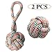 FUNPET 2 Pack Dog Chew Rope Toy Durable Balls Small Medium Large Aggressive Puppy Pets