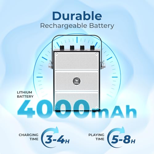 100W Powerful Voice Amplifier with 2 Wireless Microphones, Big Pro Sound Portable Speaker with Microphone, Bluetooth Speaker PA System Karaoke Machine Support BT/USB/TF Card/Aux/Guitar RBS99