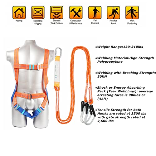 Full Body Safety Harness Tool Fall Protection，OSHA/ANSI Compliant,ASTM