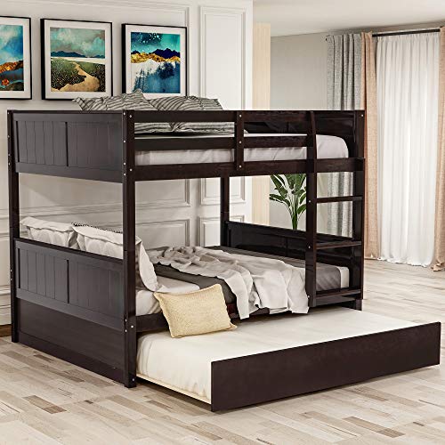 MERITLINE Full Over Full Bunk Bed for Kids Teens, Detachable Wood Full
