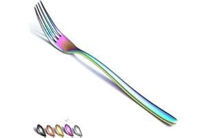 Rainbow Dinner Forks 6 Piece, Stainless Steel 8'' Forks Silverware Set, Dessert Forks, Table Forks, Salad Forks for Home, Res