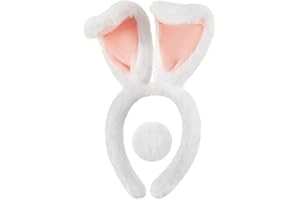 Zeyune 2pcs/4pcs Christmas Bunny Ears Headband for Kid with Pom Tail Monster Cartoon Toy Character Cosplay for Toddler Girl