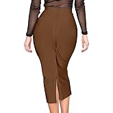 HLBandage Elastic High Waist Back Split Midi Bandage Skirt