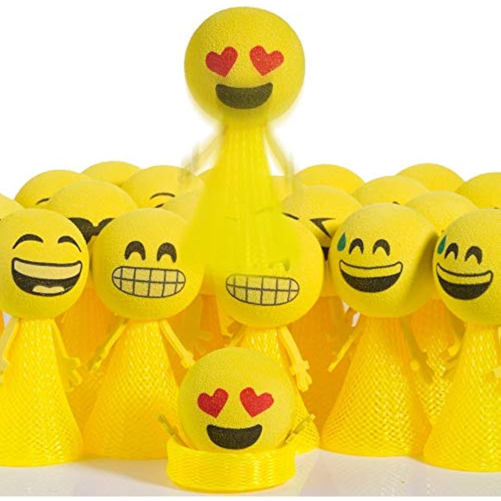 PROLOSO Jumping Emoji Popper Spring Launchers Bouncy Toy Balls 24 Pcs