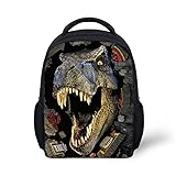 HUGSIDEA Fashion Black Dinosaur Backpack Small Animal School Bag for Toddler Baby