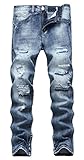 NITAGUT Men's Ripped Slim Fit Tapered Leg Jeans Ripped Blue-US 30